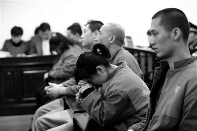 昨日，因涉嫌誘騙男網(wǎng)友進(jìn)行高額消費(fèi)，海淀區(qū)一咖啡廳負(fù)責(zé)人及“吧女”等14人受審。新京報(bào)記者 王貴彬 攝