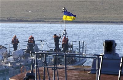 當地時間2014年3月21日，克里米亞塞瓦斯托波爾，烏克蘭海軍登陸艦。