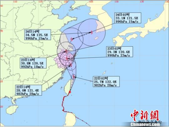 “鳳凰”臺風未來72小時路徑概率預(yù)報圖　浙江省氣象臺提供　攝