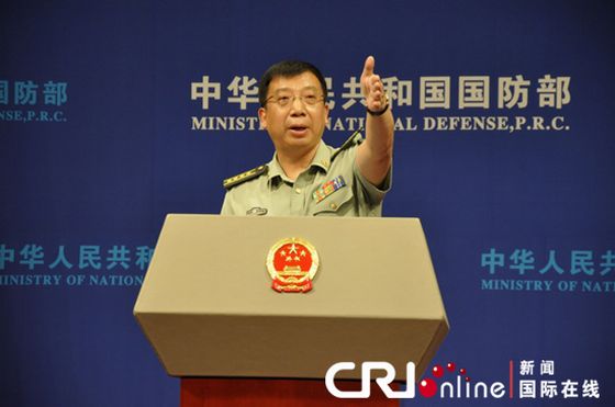中國國防部新聞發言人耿雁生。馬里